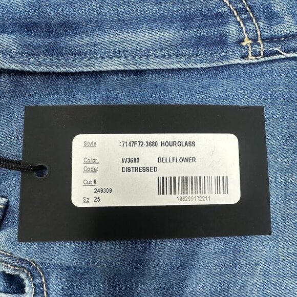 New Paige Hourglass High Rise Boot Flare Jeans 25 In Bellflower Wash Distressed - Picture 11 of 16